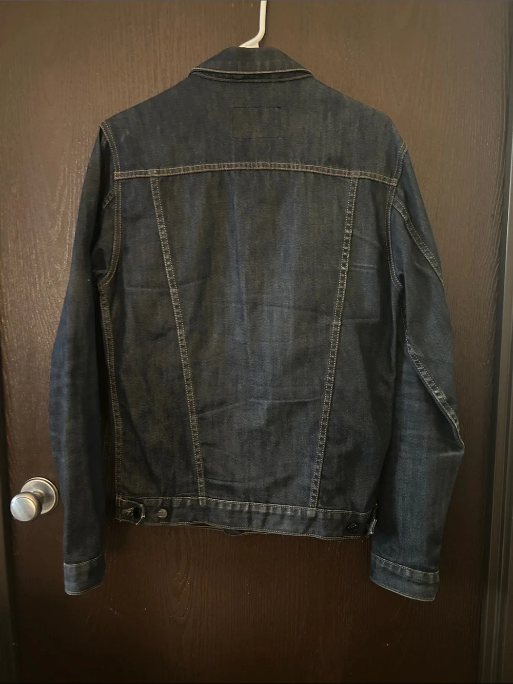 Commune M Men's Raw Dark Denim Jacket  Button-Up 5 Pkts Contrast Stitching